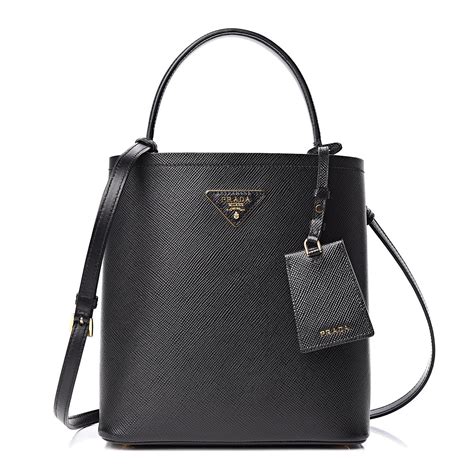 PRADA Saffiano Cuir Calfskin Medium Panier Bucket Bag Soleil 